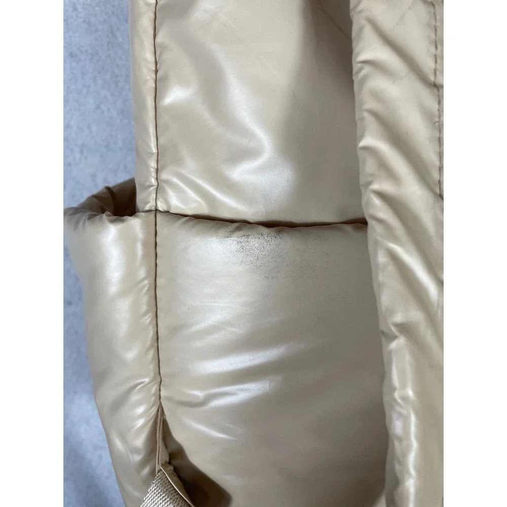 BEIS Puffy Cargo Backpack Beige Tan Quilted Lightweight Travel Bag Buckle Clasp